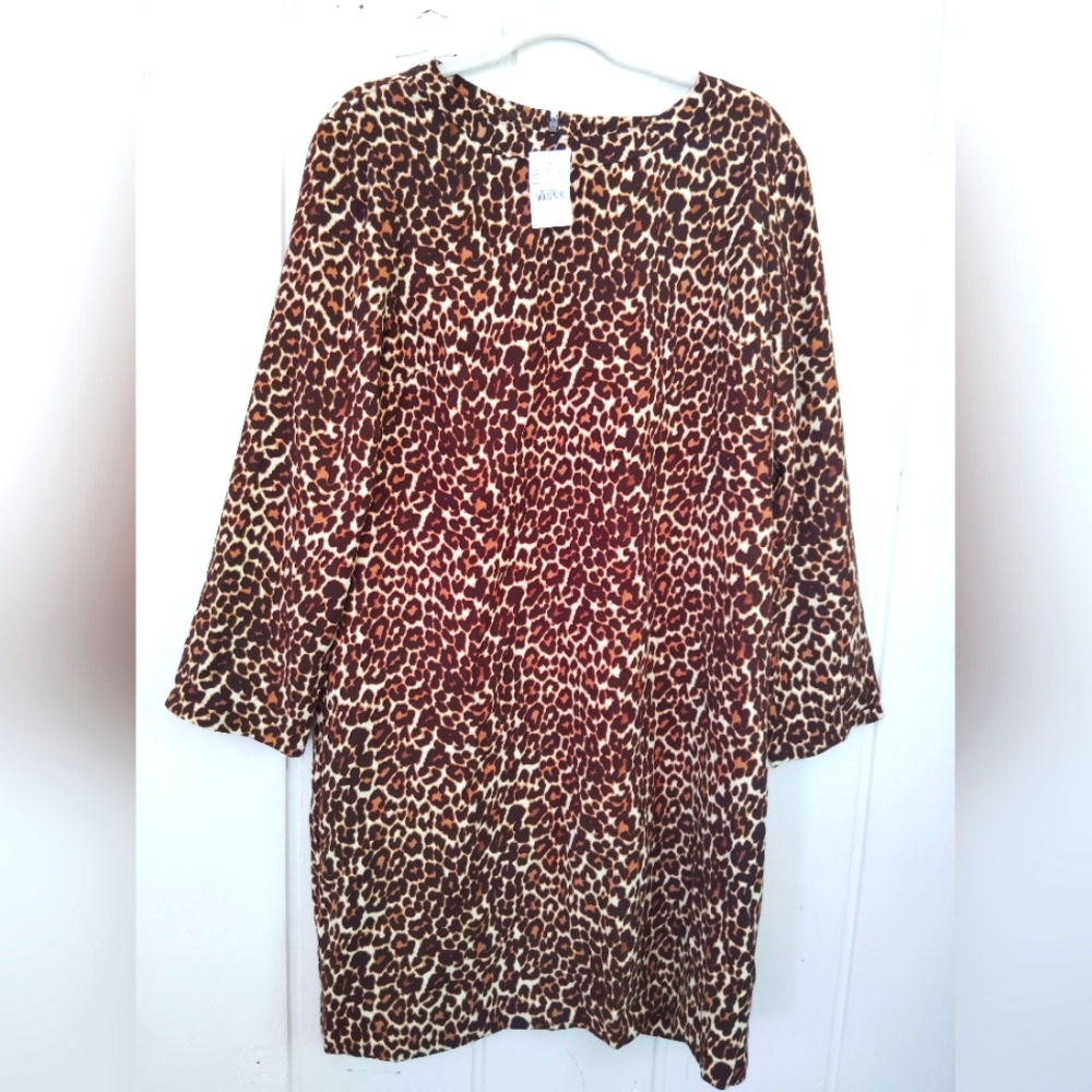 J. Crew Leopard Print Midi Dress in Brown and Cream size 16